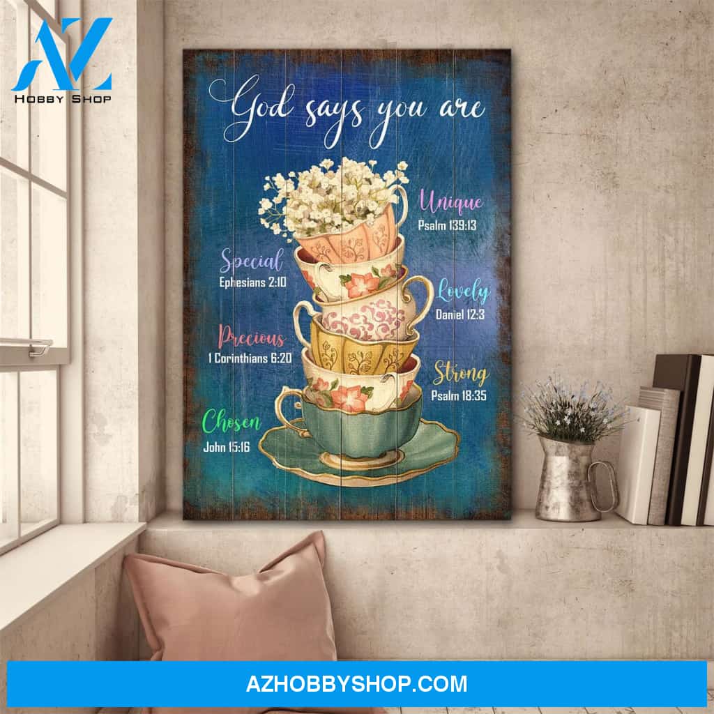 Cups of flowers - God says you are Jesus Portrait Canvas Prints - Wall Art