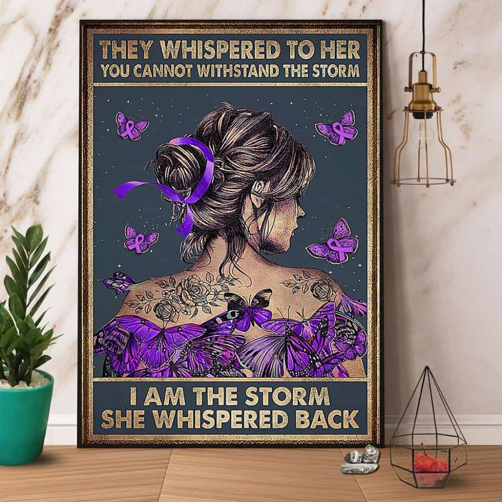 Cure Girl Butterfly Purple I Am The Storm She Whispered Back Paper Poster No Frame Matte Canvas Wall Decor
