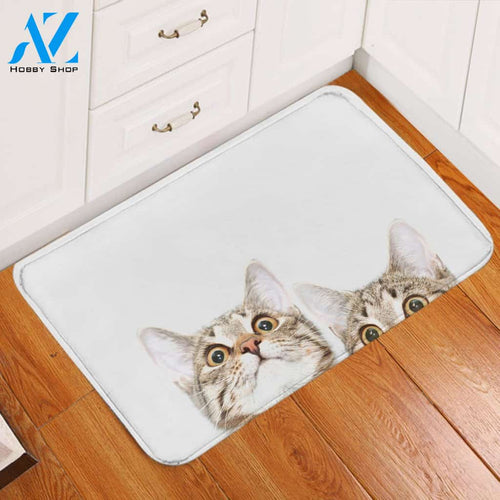 Curious Cats White Printed Doormat Home Decor