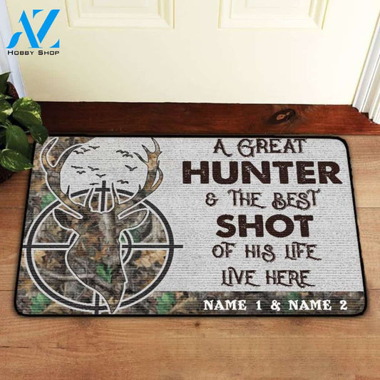 Custom A Great hunter and the best shot of his life Doormat | Welcome Mat | House Warming Gift