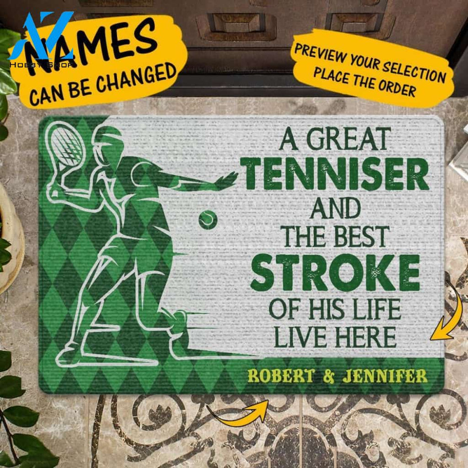 Custom A Great tenniser and the best stroke of his life Doormat | Welcome Mat | House Warming Gift