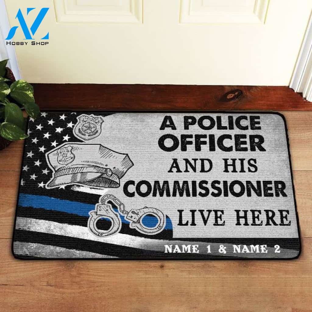 Custom A Police And His Commissioner Live Here Doormat | Welcome Mat | House Warming Gift