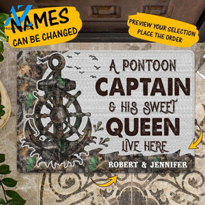 Custom A Pontoon Captain And His Sweet Queen Live Here Doormat | Welcome Mat | House Warming Gift