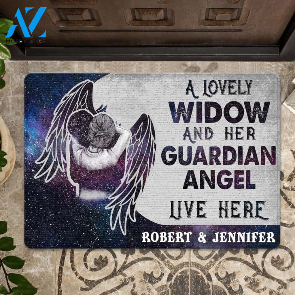 Custom A Widow And Her Guardian Angel Live Here Doormat | Welcome Mat | House Warming Gift