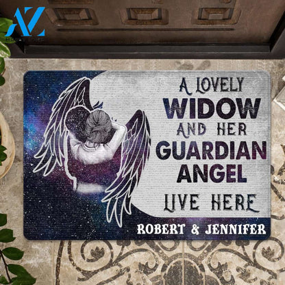 Custom A Widow And Her Guardian Angel Live Here Doormat | Welcome Mat | House Warming Gift