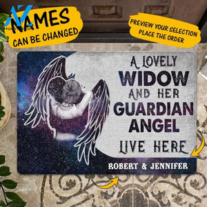 Custom A Widow And Her Guardian Angel Live Here Doormat | Welcome Mat | House Warming Gift
