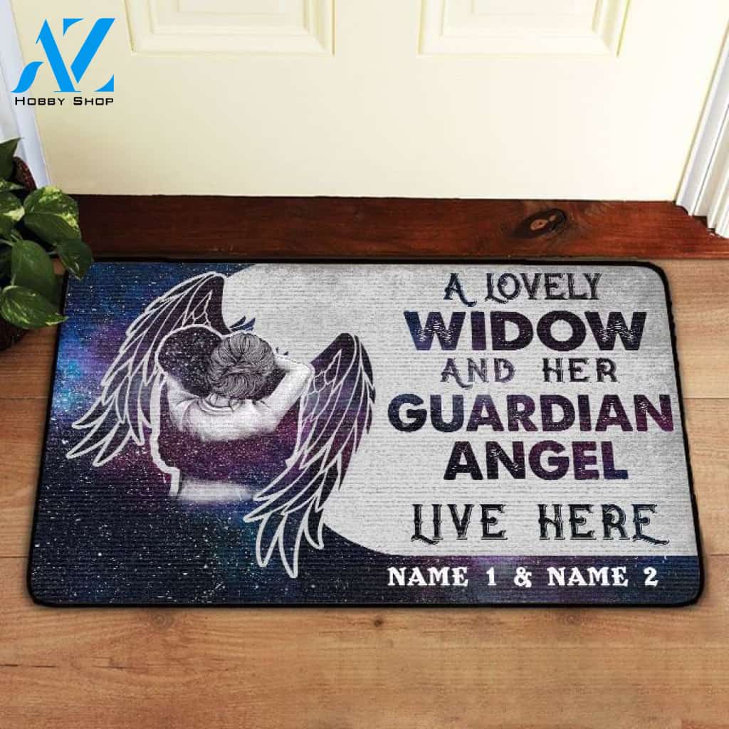 Custom A Widow And Her Guardian Angel Live Here Doormat | Welcome Mat | House Warming Gift