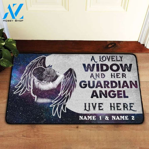 Custom A Widow And Her Guardian Angel Live Here Doormat | Welcome Mat | House Warming Gift