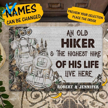 Custom An Old Hiker And The Highest Hike Of His Life Doormat | Welcome Mat | House Warming Gift