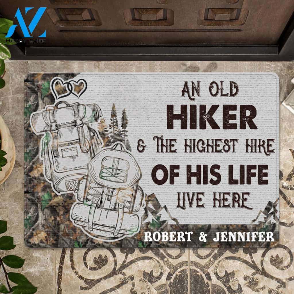 Custom An Old Hiker And The Highest Hike Of His Life Doormat | Welcome Mat | House Warming Gift