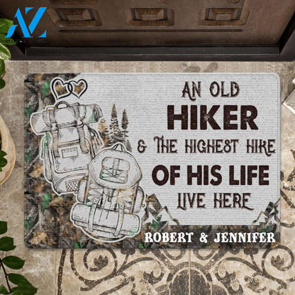 Custom An Old Hiker And The Highest Hike Of His Life Doormat | Welcome Mat | House Warming Gift