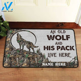 Custom An Old Wolf And His Pack Live Here Doormat | Welcome Mat | House Warming Gift