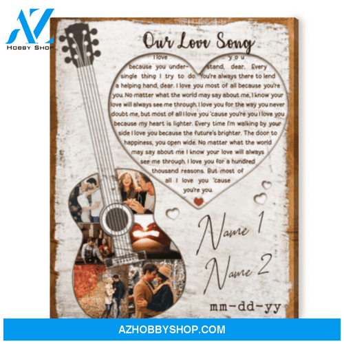 Custom Any Song Lyric On Canvas Print Romantic Gift For Couple