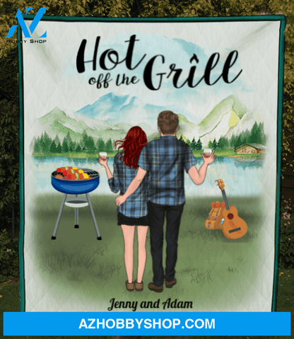 Custom BBQ Camping Couple Quilt Blanket - Gift Idea For Couples, Lovers - The Best Memory Of Couples - Hot Off The Grill