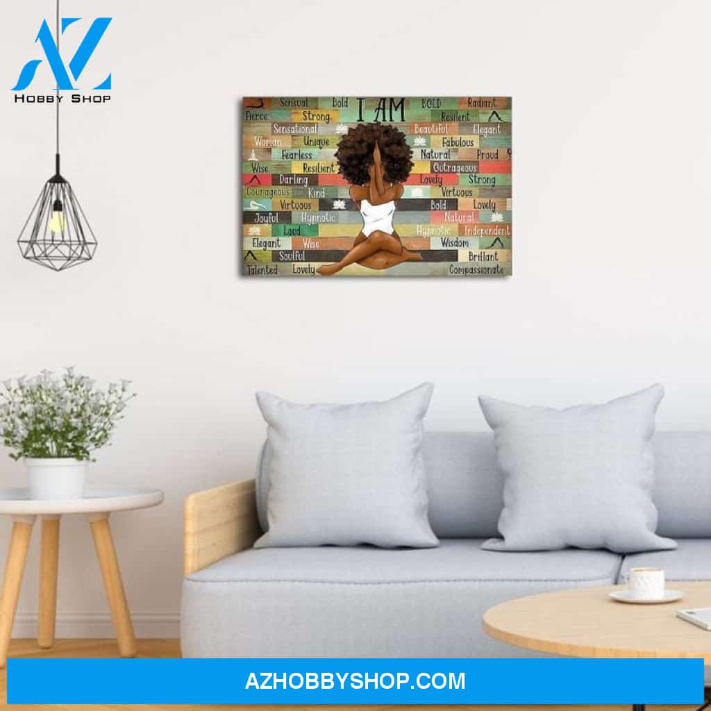 Custom Canvas Black Girl With Yoga Horizontal Poster, Yoga Poster, Yoga Prints Poster, Best Gift Ever