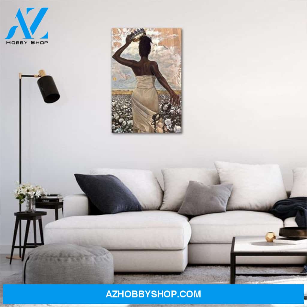 Custom Canvas Black Woman Vertical , African American Woman Portrait, Afro Black Woman Vertical
