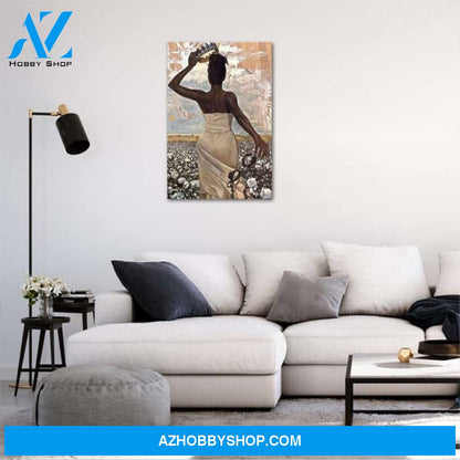 Custom Canvas Black Woman Vertical , African American Woman Portrait, Afro Black Woman Vertical