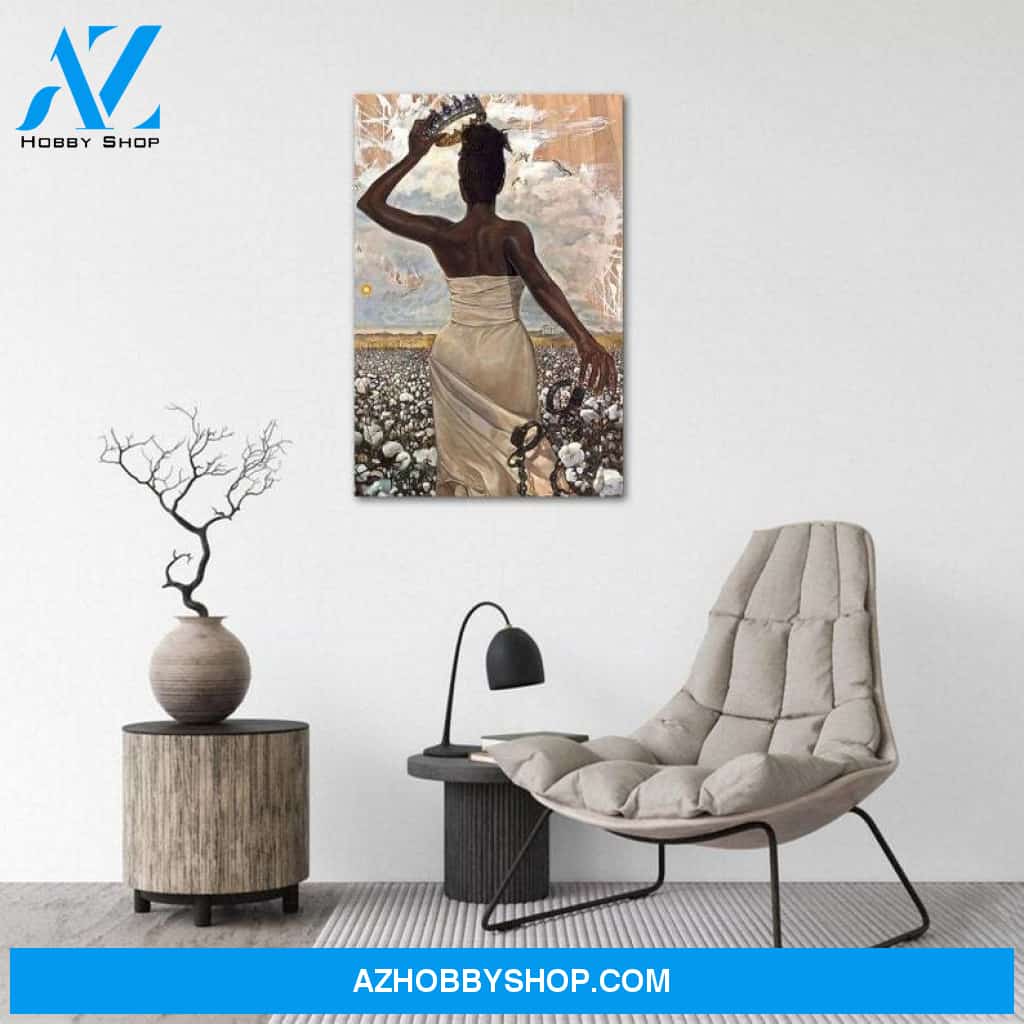 Custom Canvas Black Woman Vertical , African American Woman Portrait, Afro Black Woman Vertical