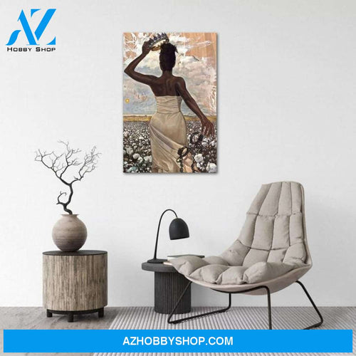 Custom Canvas Black Woman Vertical , African American Woman Portrait, Afro Black Woman Vertical