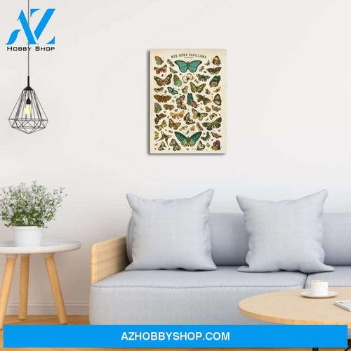 Custom Canvas Butterfly Poster, Vintage Butterfly Chart Print, Colorful Butterfly Print, Boho Dorm Decor