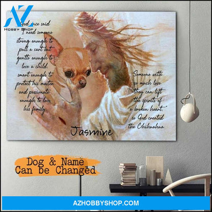 Custom Canvas Chihuahua in the arms of God, God Canvas Wooden Stretcher