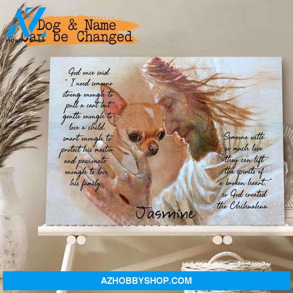 Custom Canvas Chihuahua in the arms of God, God Canvas Wooden Stretcher