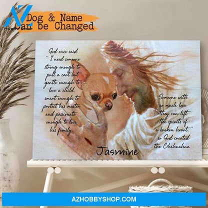 Custom Canvas Chihuahua in the arms of God, God Canvas Wooden Stretcher