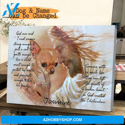 Custom Canvas Chihuahua in the arms of God, God Canvas Wooden Stretcher