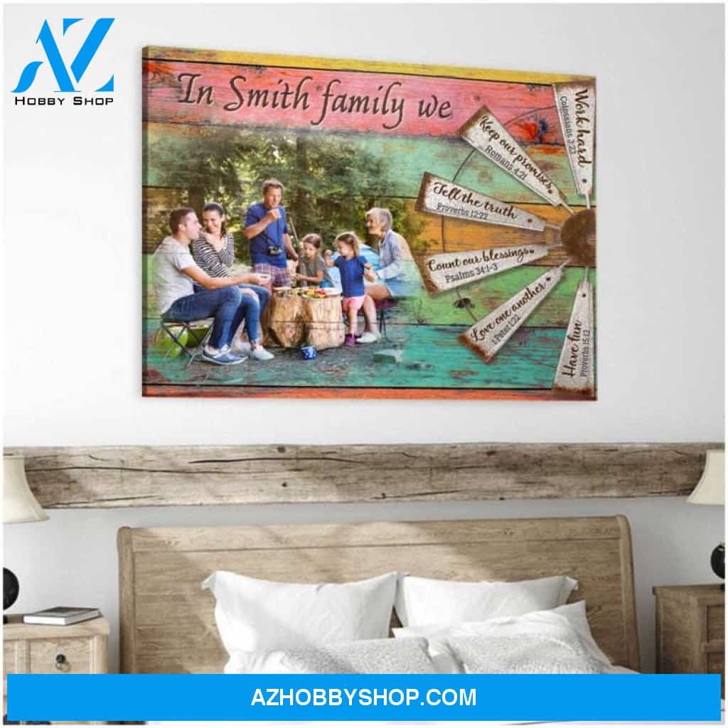 Custom Canvas Colorful Canvas In This Family Custom Family Name And Photo Housewarming Gift Rustic Home Decor Canvas 2