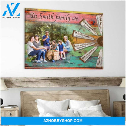 Custom Canvas Colorful Canvas In This Family Custom Family Name And Photo Housewarming Gift Rustic Home Decor Canvas 2