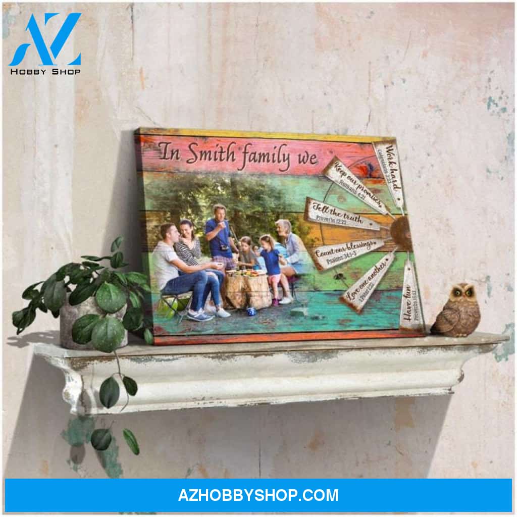 Custom Canvas Colorful Canvas In This Family Custom Family Name And Photo Housewarming Gift Rustic Home Decor Canvas 2