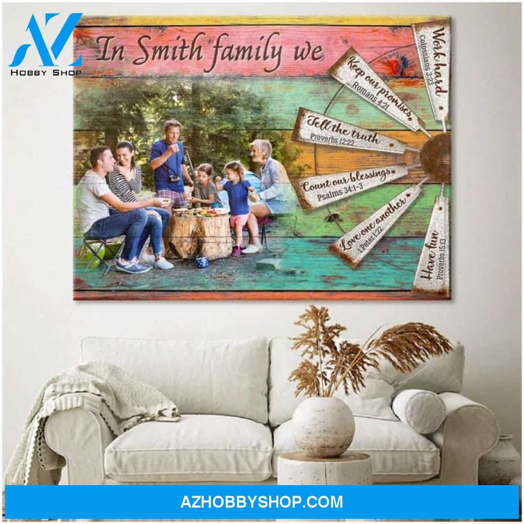 Custom Canvas Colorful Canvas In This Family Custom Family Name And Photo Housewarming Gift Rustic Home Decor Canvas 2