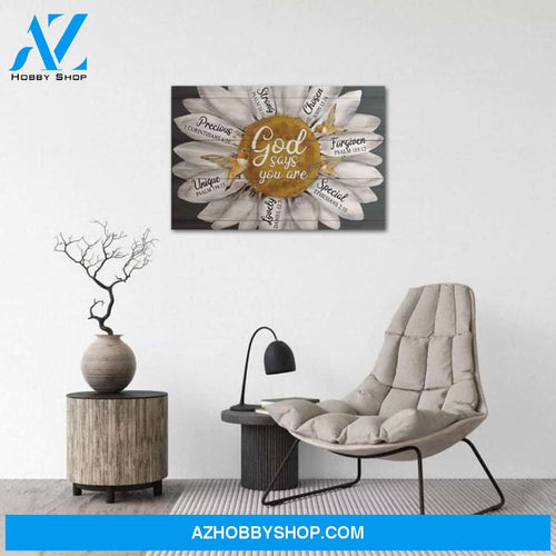 Custom Canvas Daisy God Says You Are With Hummingbird , Wall Art Decor GIft For Family