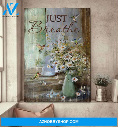 Custom Canvas Daisy With Hummingbird Canvas Beautiful Painting