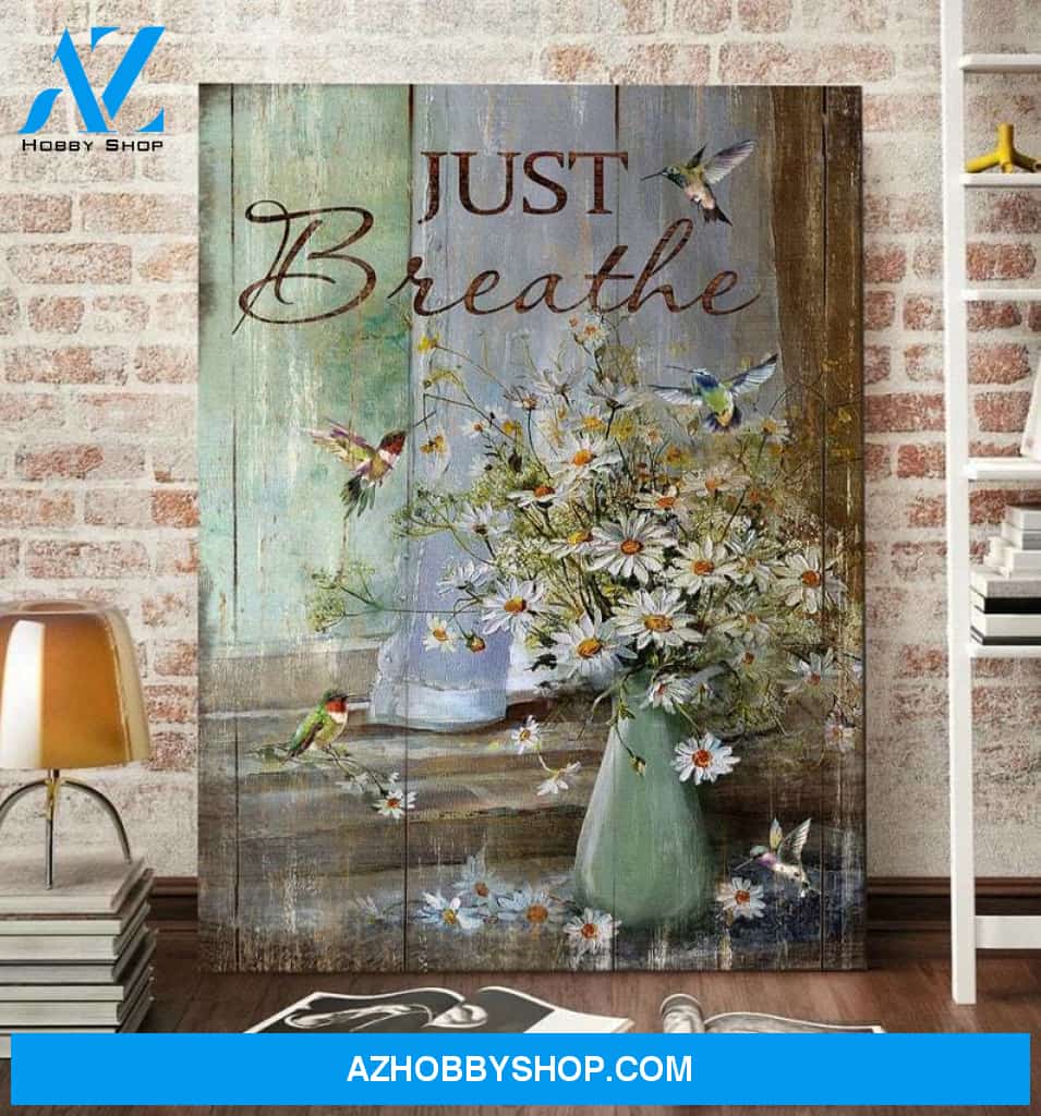 Custom Canvas Daisy With Hummingbird Canvas Beautiful Painting