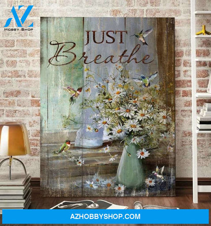Custom Canvas Daisy With Hummingbird Canvas Beautiful Painting