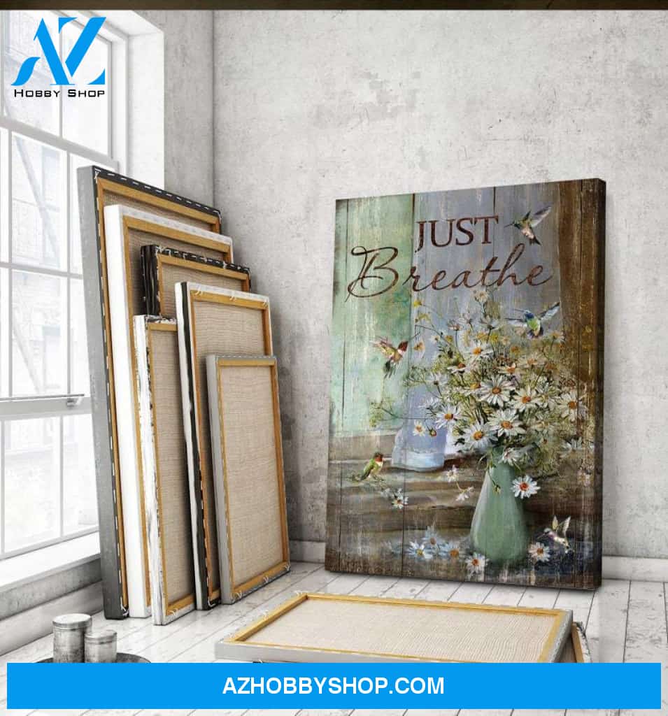 Custom Canvas Daisy With Hummingbird Canvas Beautiful Painting