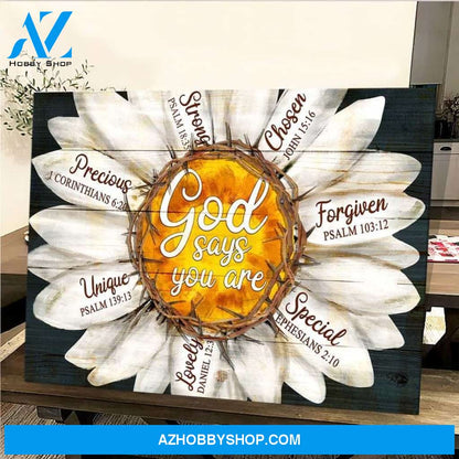 Custom Canvas Daisy with Jesus Crown of thorns, God says you are, Canvas Beautiful 2