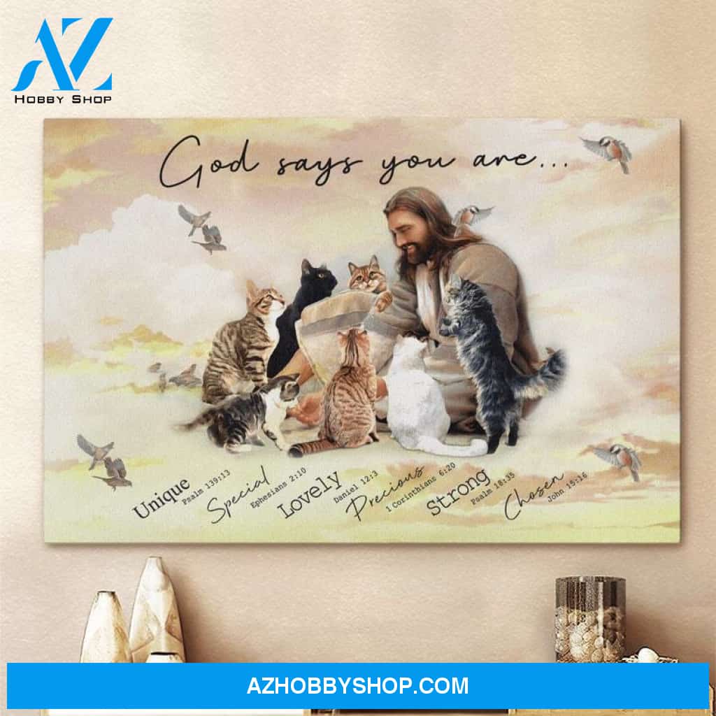 Custom Canvas God and Cats Poster Canvas, God Surrounded By Cat Angels 2
