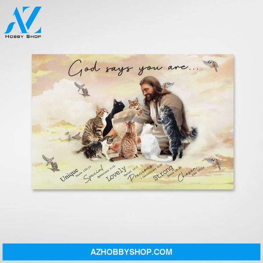 Custom Canvas God and Cats Poster Canvas, God Surrounded By Cat Angels 2