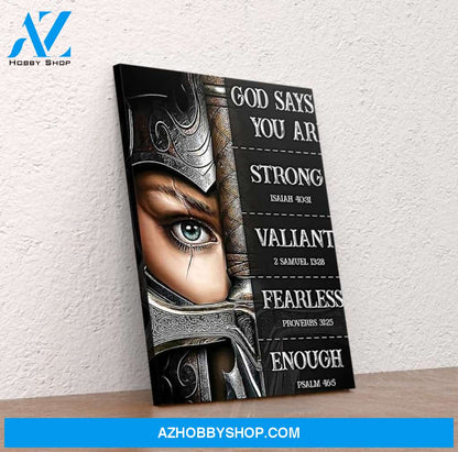 Custom Canvas God says you are Strong, Valliant, Warriors Canvas Wall Art