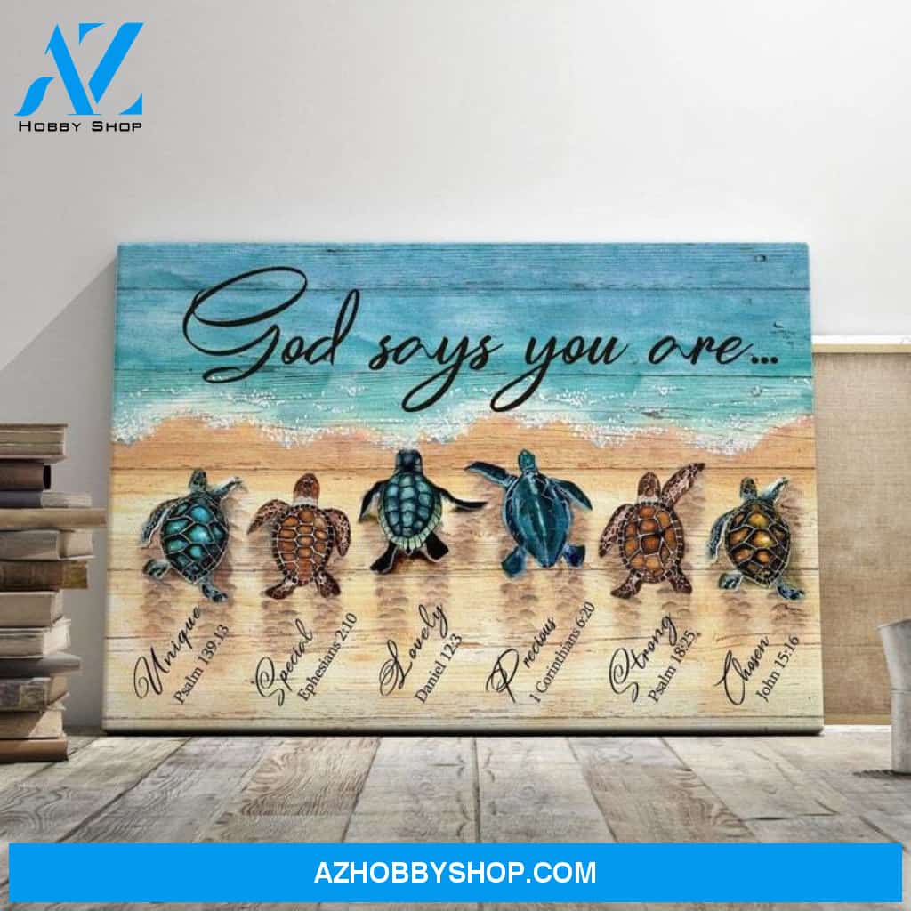 Custom Canvas God Says You Are Canvas, Turtle Canvas, Jesus Canvas, Christian Canvas