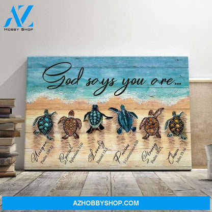Custom Canvas God Says You Are Canvas, Turtle Canvas, Jesus Canvas, Christian Canvas