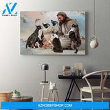 Custom Canvas God Surrounded By Boston Terrier Angels Vintage Canvas
