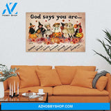 Custom Canvas Halloween , God Says You Are Little Girl , Little Witch , Witches , Halloween Pumpkin