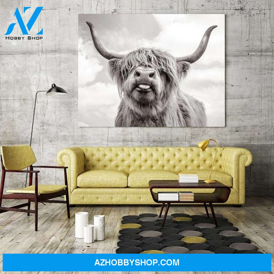 Custom Canvas Highland Cattle Cow Farming Canvas, Animal Wall Art Canvas, Farmhouse Decoration, Wal decor gift for farming farmers 3