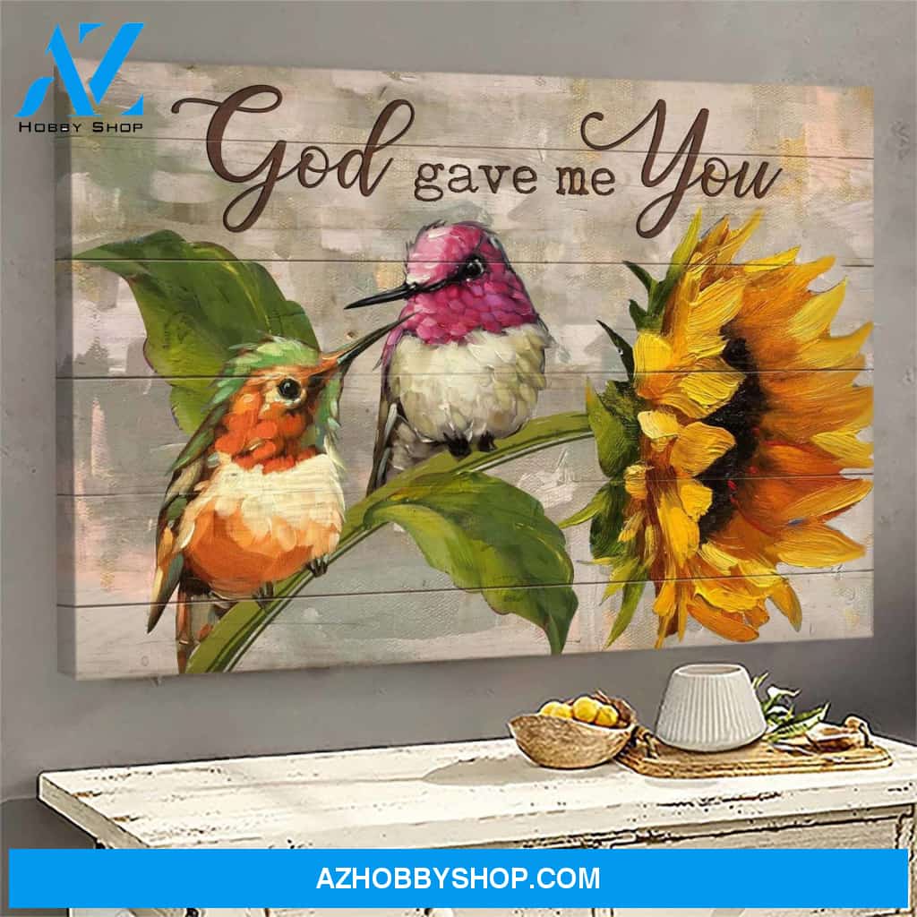 Custom Canvas Hummingbird God gave me you Jesus Christian Wall Art, Hot Christmas Gifts 2021
