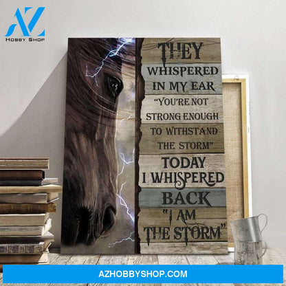 Custom Canvas I Am The Storm Wall Art, Inspirational Quote Home Decor, Horse Portrait Canvas
