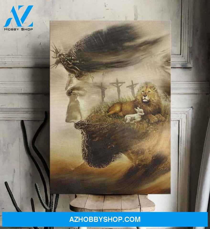 Custom Canvas Jesus Canvas - Amazing Lion And Lamb Canvas Jesus Canvas, Lion Canvas, God Canvas, Christian Canvas Christmas, Thanksgiving Gift