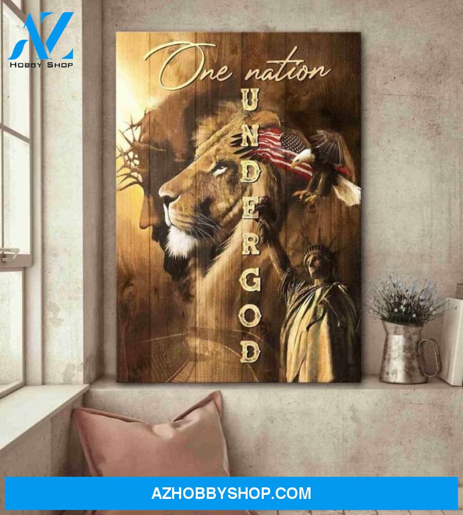 Custom Canvas Jesus And Lion - One Nation Under God Canvas